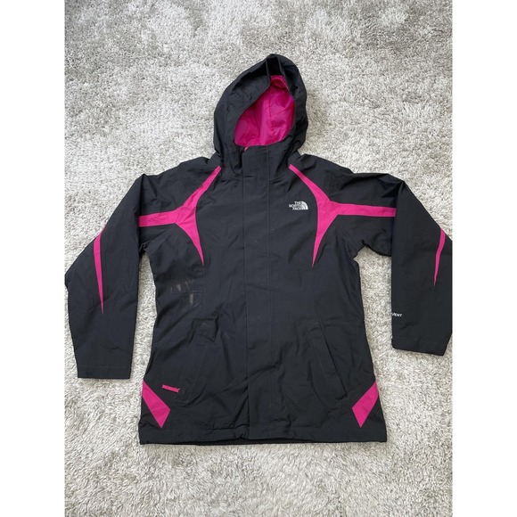 The North Face Jacket Girls XL 18 Black Pink HyVent Hooded Waterproof Ski Snow - Picture 1 of 14
